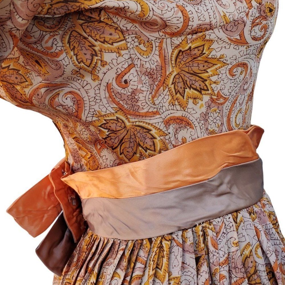 50s Dress Acetate Fall Colors Rockabilly Pin Up Women XS - Picture 9 of 12
